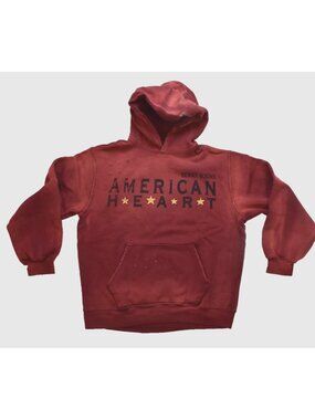 Benson Boone Adult American Heart Tour Star Red Distressed Hoodie New Small